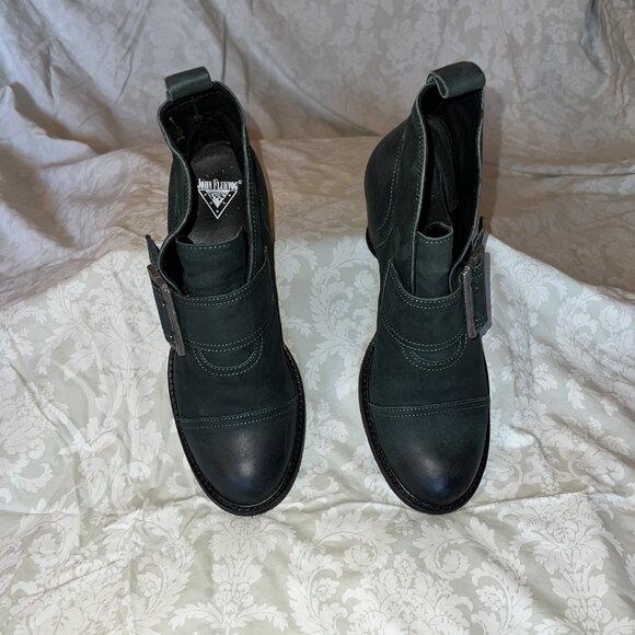 FLUEVOG EAST END PORTER Peacock Heeled Booties Ankle Boots LIKE NEW - Picture 9 of 13